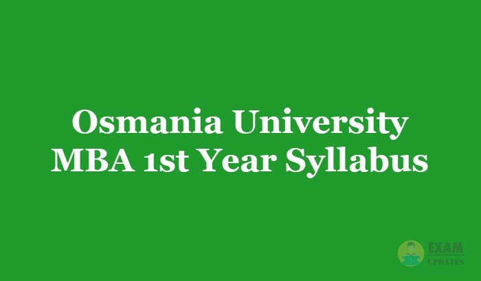 Osmania University MBA 1st Year Syllabus - Center for Distance Education