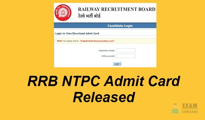RRB NTPC Admit Card Released