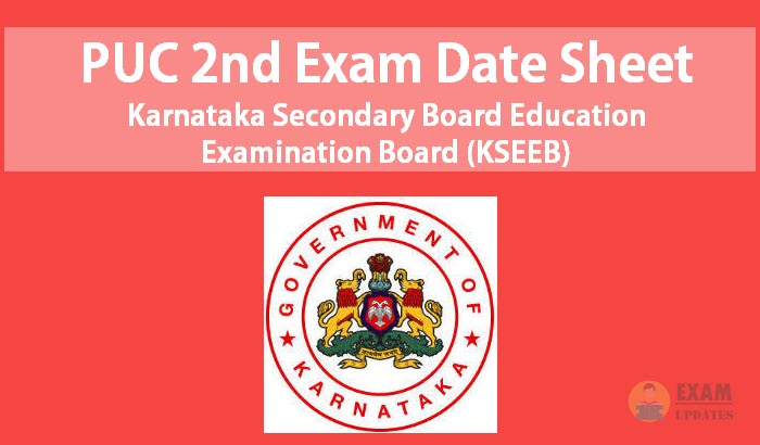 PUC 2nd Exam Date Sheet