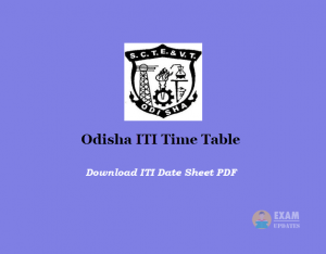 Odisha ITI Time Table - Download ITI Date Sheet PDF