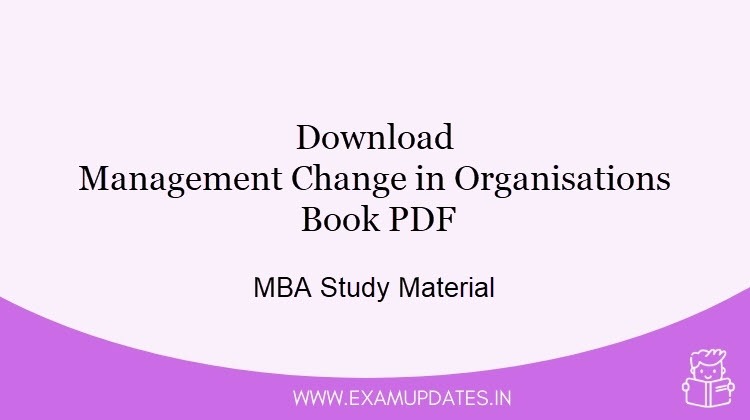 Management Change in Organisations Book