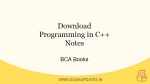 Programming in C++ Notes - BCA Books Download